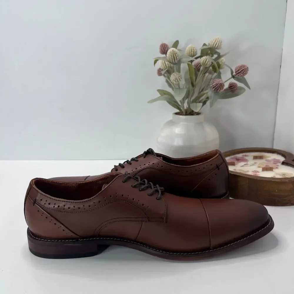 Stacy Adams Maddox Cap Toe Leather Oxford Dress Shoes Brown Men's 13M